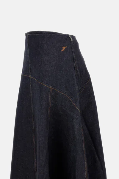 JACQUEMUS DARK BLUE LONG DENIM SKIRT