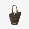 Jacquemus Medium Bucket Bag Featuring Asymmetrical Design In Brown