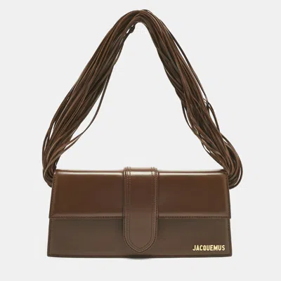 Pre-owned Jacquemus Dark Brown Leather Long Le Bambino Ficiu Shoulder Bag