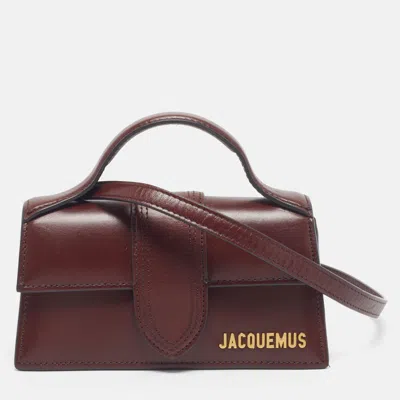Pre-owned Jacquemus Dark Brown Leather Mini Le Bambino Top Handle Bag