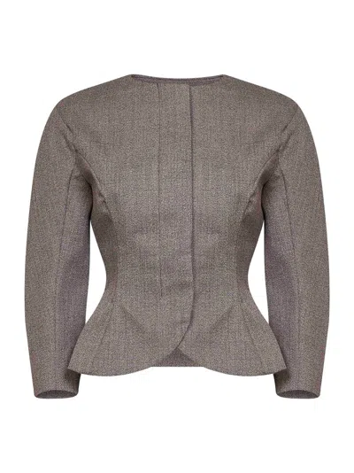 Jacquemus Dark Brown Mouliné Viscose Blend The Palmier Short Jacket