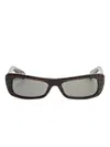 Jacquemus Dark Brown Rectangular Sunglasses In Gray