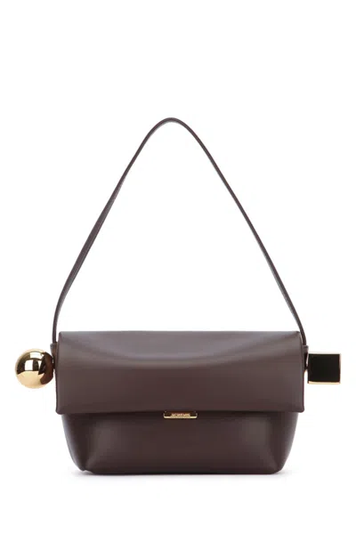 Jacquemus Dark Brown Rond Carre Shoulder Bag In Red