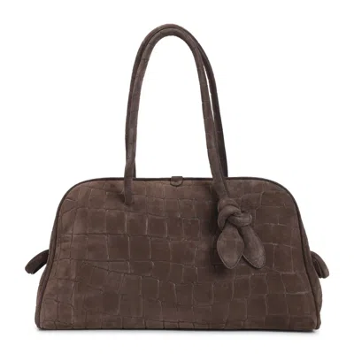 JACQUEMUS DARK BROWN SUEDE LEATHER LE TURISMO HANDBAG
