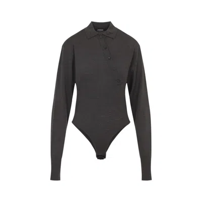 JACQUEMUS DARK BROWN WOOL TOP