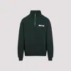 Jacquemus Long-sleeve High-collar Pullover With Half-zip Closure In Dark Green