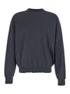 Jacquemus Dark Grey Crewneck Embroidered Sweater In Blue