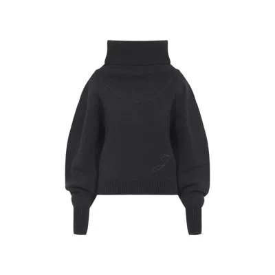 Jacquemus Dark Grey Virgin Wool La Maille Pallone Pullover In Black