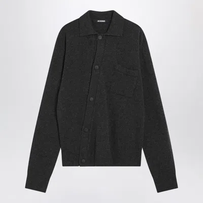 Jacquemus Dark Grey Wool And Cashmere Cardigan In Black