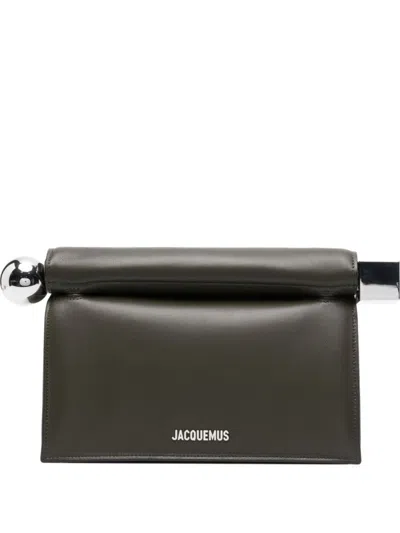 Jacquemus Dark Khaki Rond Carre Clutch In Black