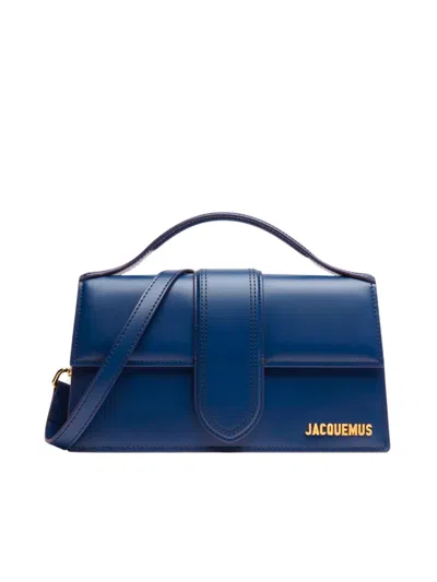 Jacquemus Dark Navyleather Le Grand Bambino Handbag In Blue