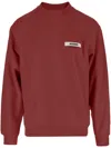 Jacquemus Men Red Logo Sweatshirt, M Luxury Sweatshirts & Hoodies For Men Darveys In Burgundy
