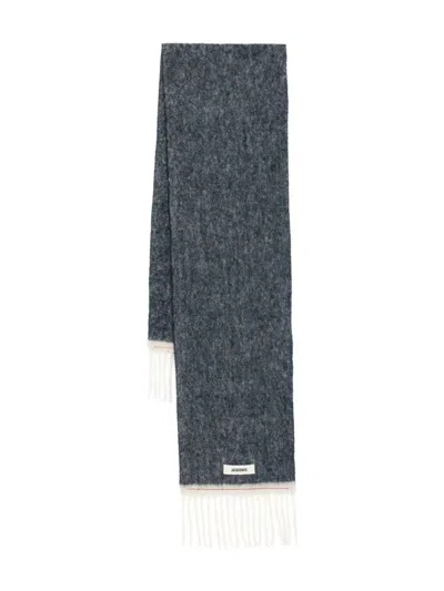 Jacquemus Dark-grey Wool Fringed Edges Scarf