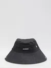 Jacquemus Denim Bucket Hat With Stitched Visor In Black