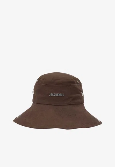 Jacquemus De-nimes Bucket Hat With Logo In Brown