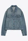 Jacquemus Vintage Light Wash Cropped Denim Jacket In Blue
