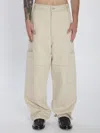 Jacquemus High Waist Cargo Trousers With Wide Leg In Neutral