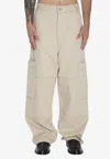 Jacquemus Relaxed Wide-leg Beige Jeans With Utility Pockets In Neutral