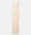 Jacquemus De-nîmes Croc-effect Cotton Maxi Dress In Beige