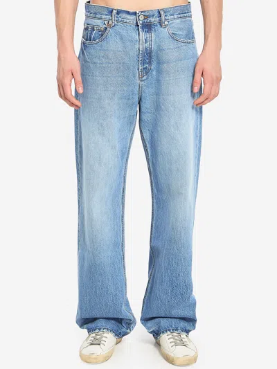 Jacquemus Denim Pants Topstitching Contrasting In Blue
