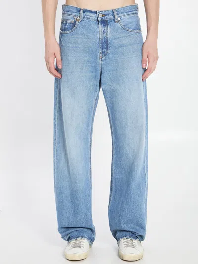 Jacquemus Denim Pants Topstitching Contrasting In Blue