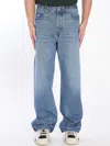 Jacquemus Straight-leg Trousers With Contrast Stitching In Blue