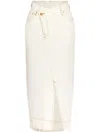 Jacquemus De-nimes Crosswaist Midi Denim Skirt In Neutrals