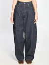 Jacquemus Curved Cut Ovalo Denim Pants In Blue