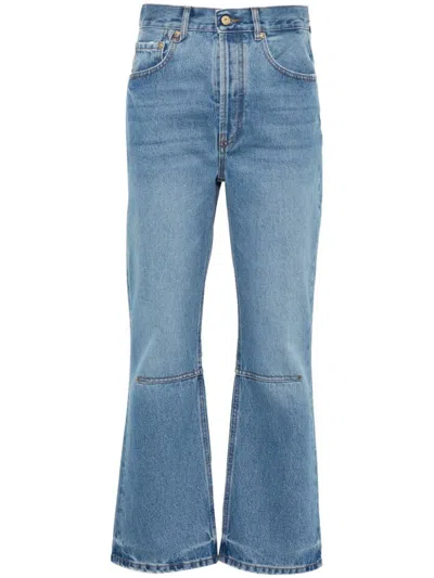 Jacquemus Le De-nîmes High-waist Cropped Jeans In Blue/tabac