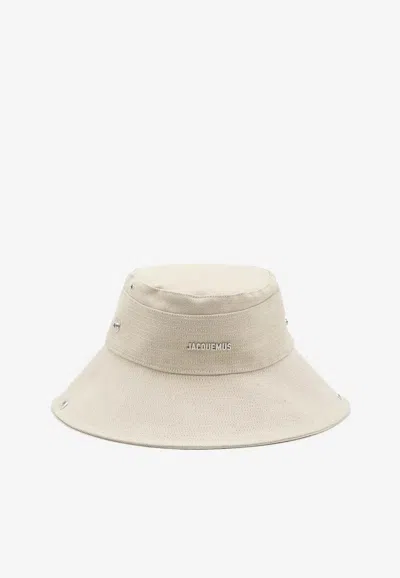 Jacquemus De-nimes Silk-blend Bucket Hat In White