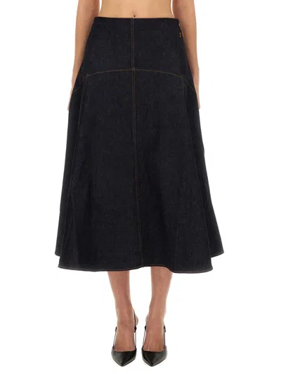 Jacquemus "de-nîmes Triangle" Denim Skirt In Black