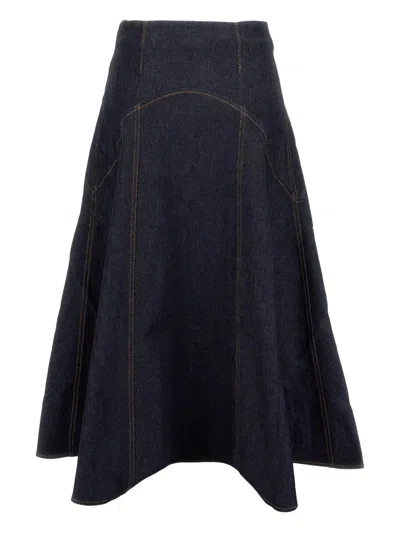 Jacquemus 'de-nîmes Triangle' Denim Skirt  In Blue