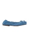 Jacquemus Les Ballerines Bow Square Toe Denim Ballet Flat In Blue