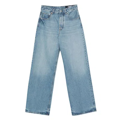Jacquemus High-waisted Wide-leg Denim Pants With Signature Detail In Blue