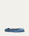 Jacquemus Les Ballerines Bow Square Toe Denim Ballet Flat In Blue
