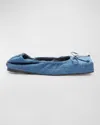 Jacquemus Les Ballerines Bow Square Toe Denim Ballet Flat In Blue