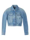 Jacquemus La Veste De-nimes Ovalo Puffer Jackets Light Blue In Blue