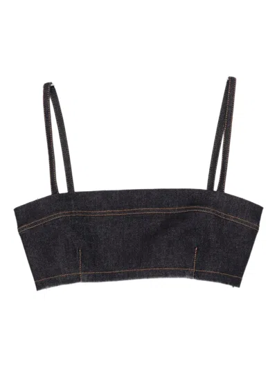 Jacquemus Denim Cropped Top In Blue