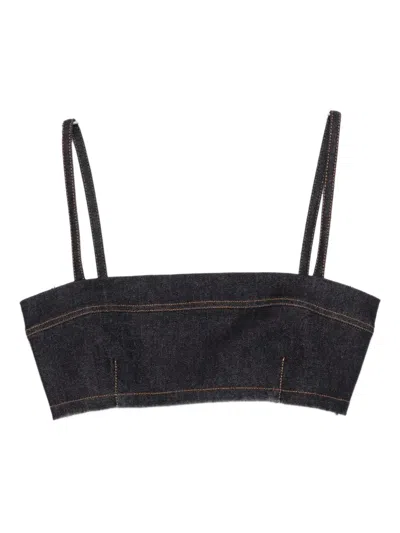 Jacquemus Denim Cropped Top In Blue
