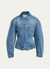 Jacquemus Denim Fitted Wide-sleeve Jacket In Bluetabac