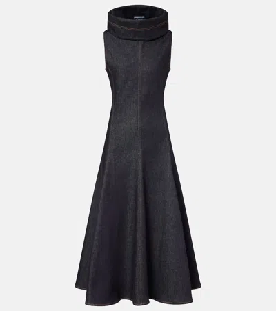 Jacquemus Denim Midi Dress In Blue