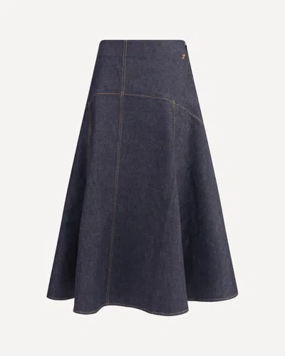 Jacquemus Women Denim Midi Skirt In Blue