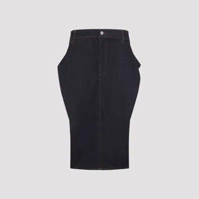 Jacquemus Denim Midi Skirt With Cashmere Blend In Multi