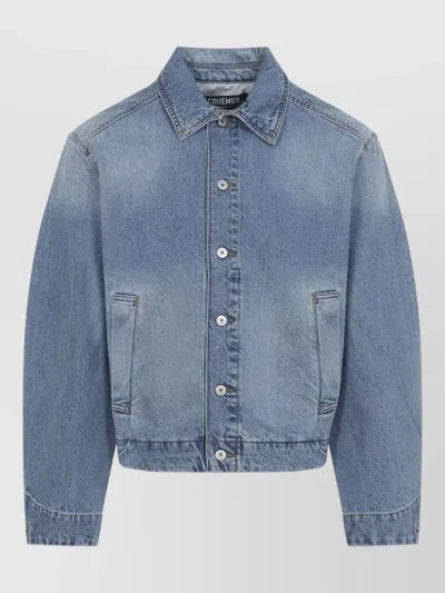 Jacquemus Denim Mirada Jacket Collared Front Pockets In Blue