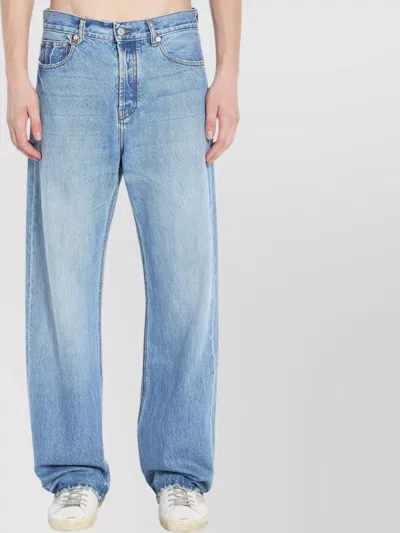 Jacquemus Denim Pants Topstitching Contrasting In Blue