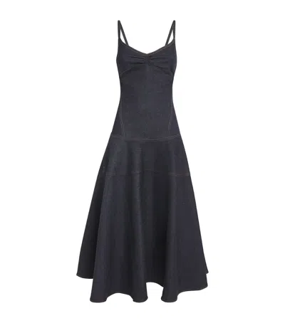 Jacquemus Denim Pina Midi Dress In Blue