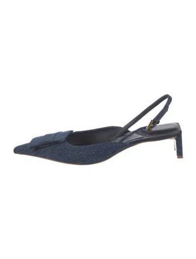Pre-owned Jacquemus Denim Slingback Flats In Blue