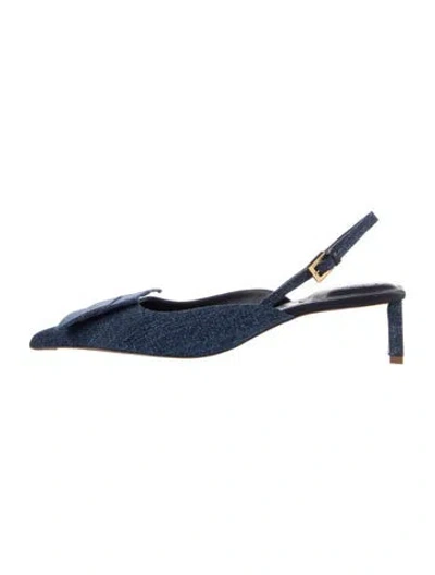 Pre-owned Jacquemus Denim Slingback Pumps In Blue