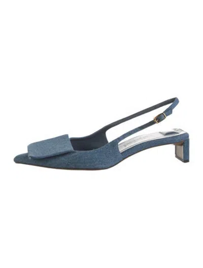 Pre-owned Jacquemus Denim Slingback Pumps In Blue