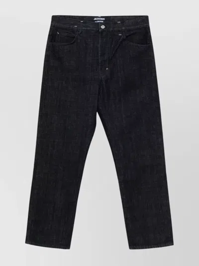 Jacquemus Denim Venice Straight Leg Trousers In Darknavy